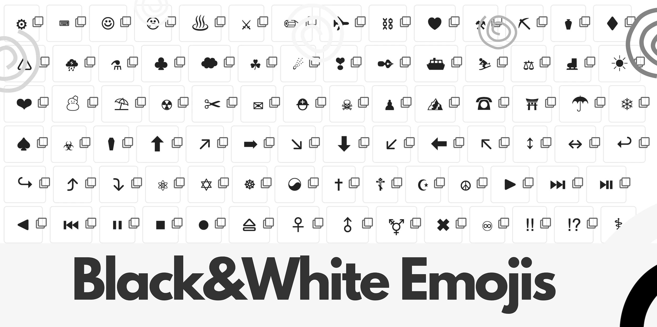 black and white emoji