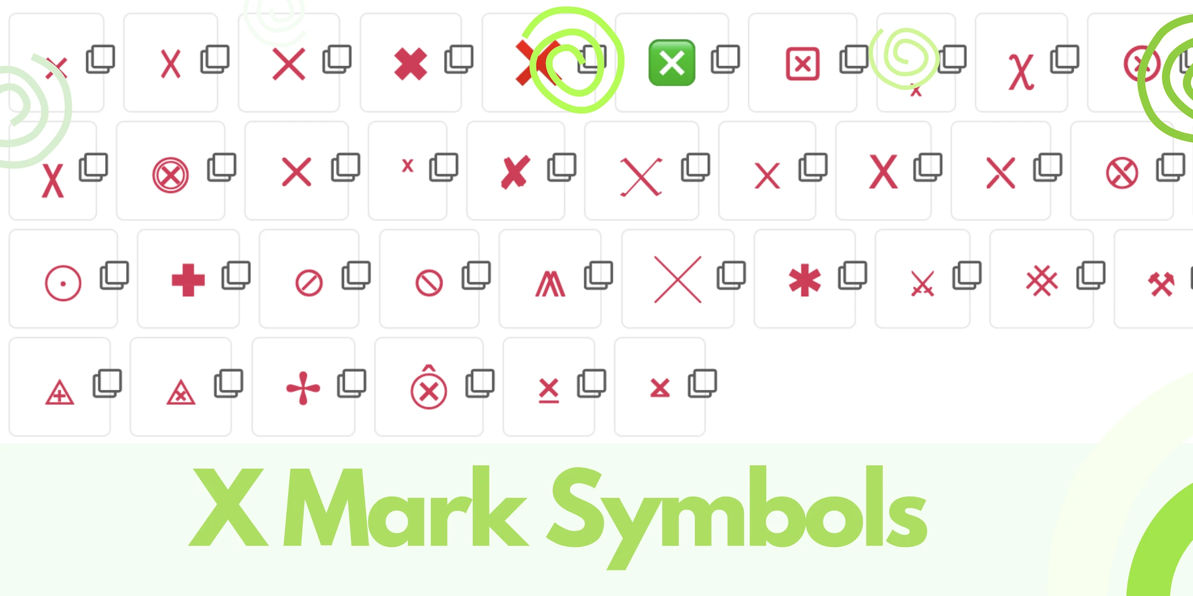 x mark symbols